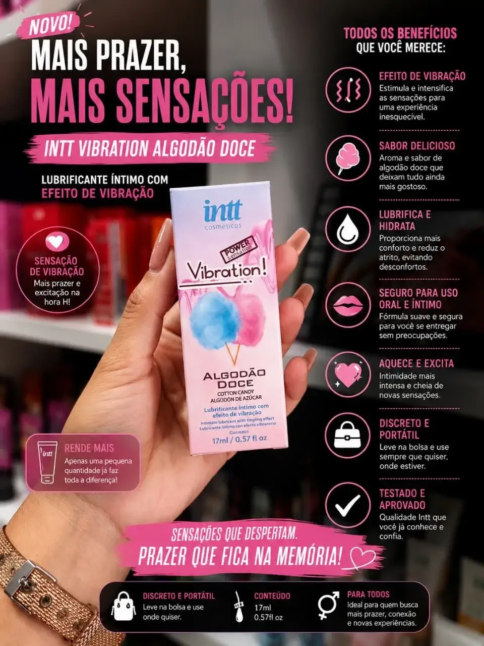 Embalagem do Vibration Algodão Doce 17 ml